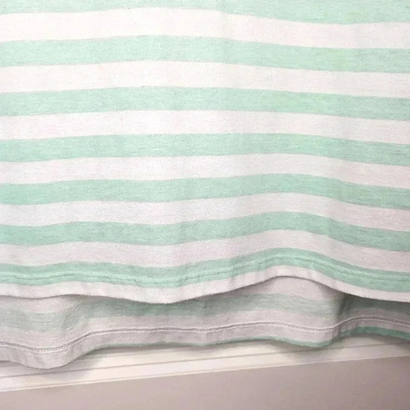 Arizona Green White Striped Hi-Low Sequin Flamingo Short Rolled Sleeve Size XL - Picture 6 of 9